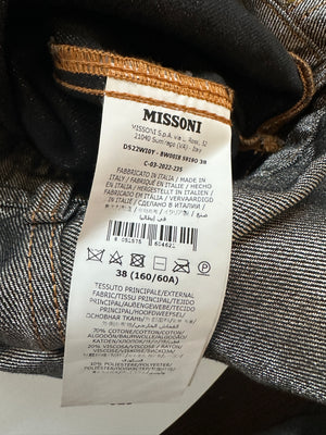 Missoni Grey Silver Wide Leg Trousers with Multi-Colour Pocket Details Size IT 38 (UK 6)