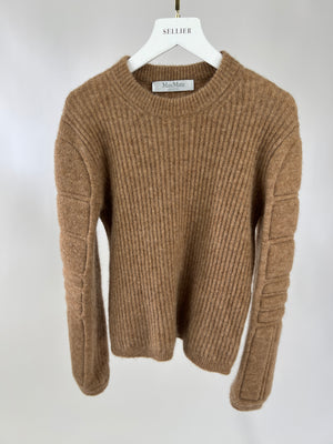 Max Mara Beige Mohair Blend Long Sleeve Jumper with Sleeve Detail Size S (UK 8)