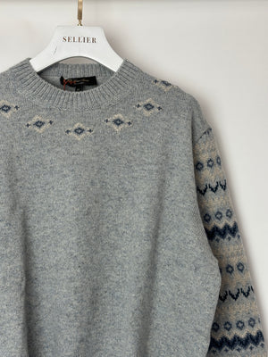 Loro Piana Light Blue Alpe Pile Crew Neck Cashmere Jumper Size M (UK 10)