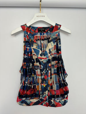 Chanel 16/S Cuba Pink and Blue Cotton Two-Piece Top and Maxi Skirt Set Size FR 36 (UK 8)