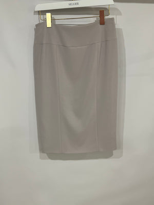 Giorgio Armani Light Grey Draped Wool Midi Skirt Size IT 40 (UK 8)