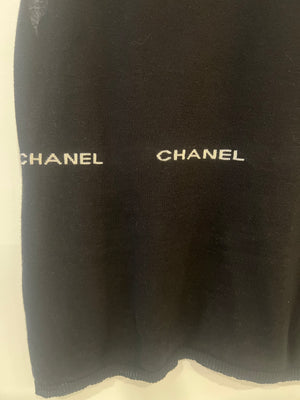 Chanel 2004 Black Sleeveless Tank Top with White Logo Print Detail Size FR 40 (UK 12)