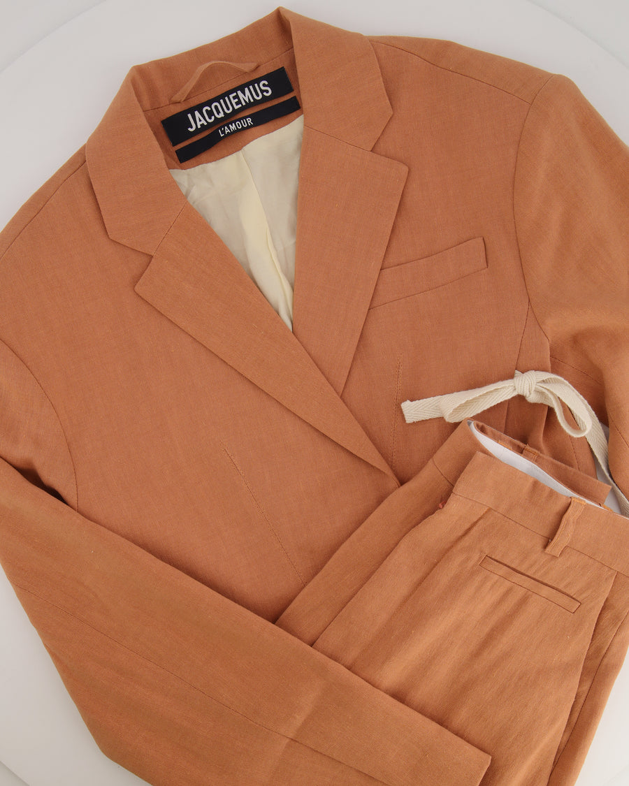 Jacquemus "L'amour" Brique Cropped Jacket and Trouser Set Size FR 34 (UK 6)