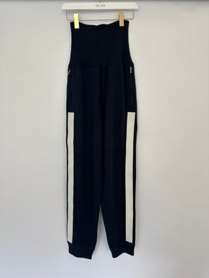 Chanel Navy Two-Piece Cashmere Tracksuit Set with Detachable Hood Detail Size FR 40 (UK 12)