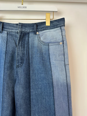 Christian Dior Blue Panelled Stitched Straight Leg Jeans Size FR 40 (UK 12)