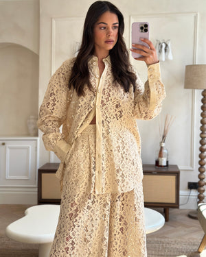 Zimmermann Beige Lace Natura Shirt and Trousers Set Size 2 (UK 10/12) RRP £1,200