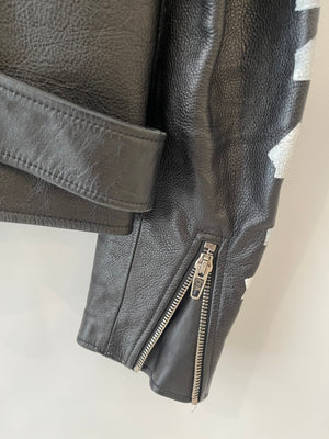 Balenciaga Black Leather Biker Jacket with Logo and Buckle Details Size IT 46 (UK 14) RRP £5,000