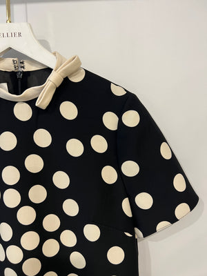 Valentino Black and White Silk Polka Dot Short-Sleeve Mini Dress with Collar Detail Size IT 40 (UK 8) RRP £2,500