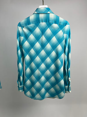 Gucci Turquoise and White Checked Shirt and Skirt Set IT 40 & 42 (UK 8-10)