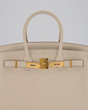 *RARE* Hermès Birkin 30 Retourne Bag in Craie Togo Leather with Gold Hardware