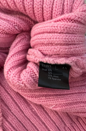 David Koma Pink Ribbed Knit Jumper with Transparent Bead Details Size L (UK 12) RRP £552