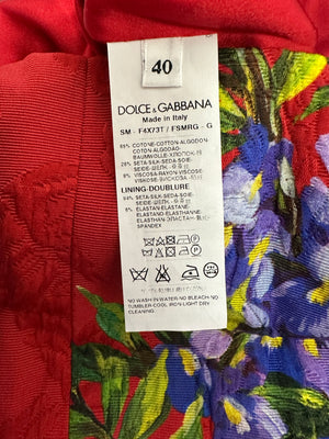 Dolce & Gabbana Red Floral Print Midi Skirt Size IT 40 (UK 8)
