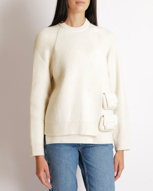 Fendi Cream Cashmere Layered FF Utility Pocket Jumper Size IT 42 (UK 10) RRP £2,700
