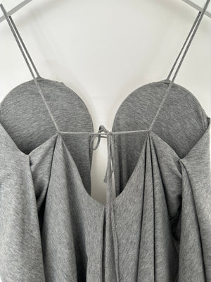 Victoria Beckham Grey Cotton Mini Jersey Dress with Sweetheart Neckline Size FR 34 (UK 6)