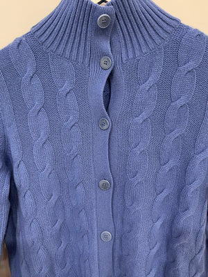 Loro Piana Blue Baby Cashmere Cable Knit Cardigan Size IT 38 (UK 6) RRP £1,650