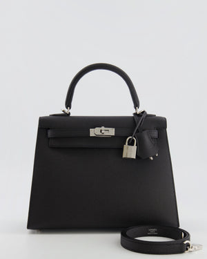 Hermès Kelly 25 Sellier Bag in Black Epsom Leather with Palladium Hardware