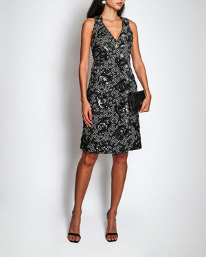 Chanel 22/S Black CC Sequin Knitted Logo Midi Dress with Cross Back Detail Size FR 38 (UK 10)