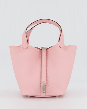 *ULTRA RARE* Hermès Picotin Bag 18cm in Rose Sakura Clemence Leather with Palladium Hardware