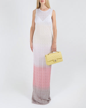Missoni White, Pink and Purple Ombre Knit Sleeveless Maxi Dress Size IT 38 (UK 6)