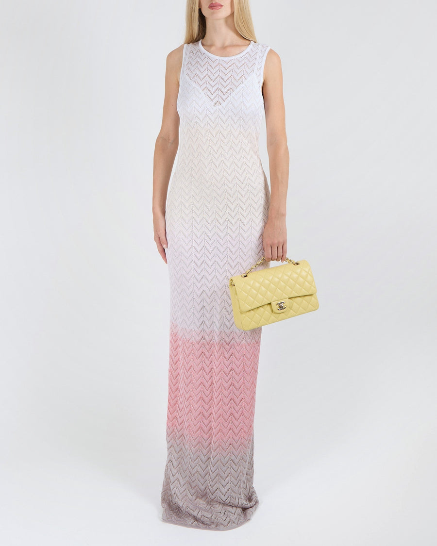 Missoni White, Pink and Purple Ombre Knit Sleeveless Maxi Dress Size IT 38 (UK 6)