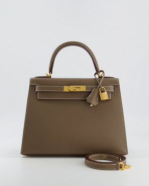 Hermès Kelly 28 Sellier Bag in Etoupe Epsom Leather with Gold Hardware