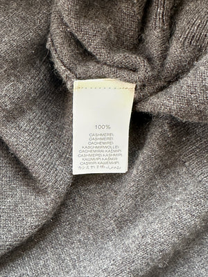 Brunello Cucinelli Taupe, White, and Grey Colour Block Cashmere Cardigan with Monili Trim Detail Size XL (UK 14)