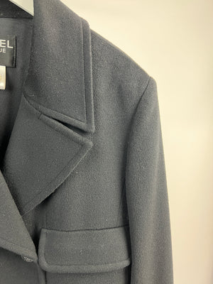 Chanel Black Wool Double Breasted  Style Coat with CC Buttons Size FR 36 (UK 8)