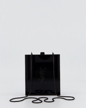 Saint Laurent Black Acrylic Tuxedo Box Bag with Chain