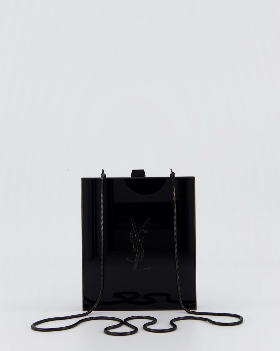 Saint Laurent Black Acrylic Tuxedo Box Bag with Chain