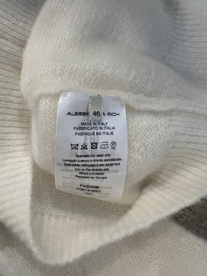 Alessandra Rich White Mohair Cropped Jumper with Crystal Embellishments Size IT 46 (UK 14) RRP £515