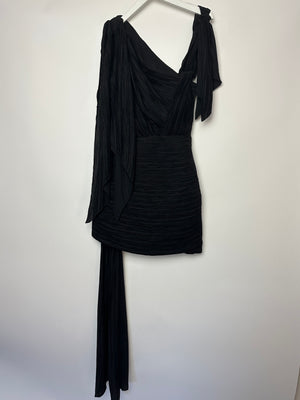 Cult Gaia Black Plissé Strapless Midi Dress Size US 4 (UK 8)