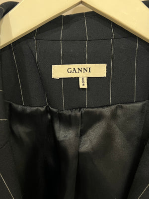 Ganni Navy Striped Blazer Jacket Size FR 38 (UK 10)