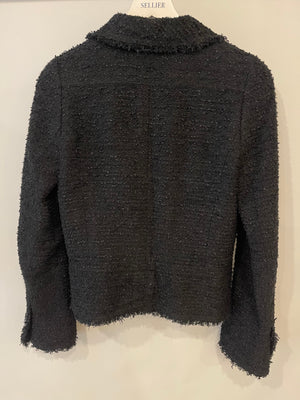 Chanel 05/A Black Tweed Jacket with CC Logo Buttons Detail Size FR 36 (UK 8)