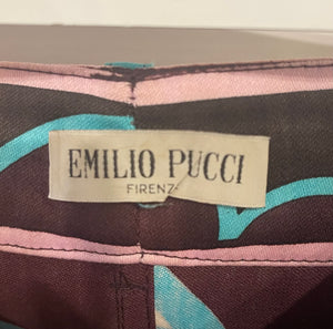 Emilio Pucci Purple Printed High-Waisted Large Wool Pants Size FR 38 (UK 10)