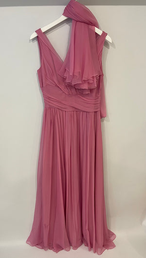 Christian Dior Pink Silk Maxi Dress with Scarf Size FR 38 (UK 10)