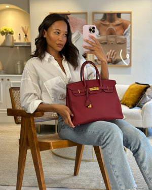 Hermes Birkin 35cm Bag in Rouge Grénate Togo Leather with Gold Hardware