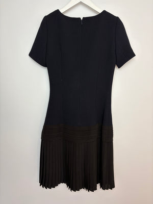 Christian Dior Black Short Sleeve Pleated Midi Dress FR 34 (UK 6)