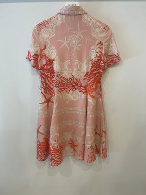 Versace Pink Coral Printed Silk Mini Dress Size IT 36 (UK 4)