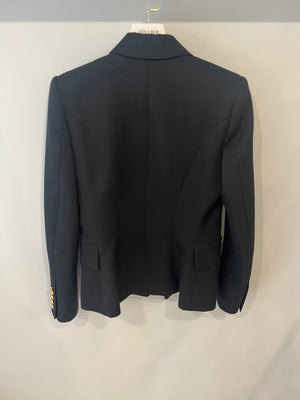 Balmain Black Wool Blazer Jacket with Gold Buttons Size FR 40 (UK 12)