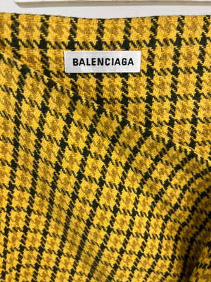 Balenciaga Mustard Yellow Tartan Kilt with Frayed Edge Detailing Size FR 38 (Size UK 10)