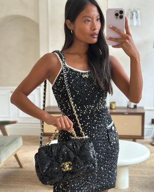 Chanel Black Sequin Medium 19 Bag with Mixed Hardware