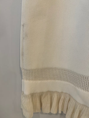 Alaïa White Ribbed Sleeveless Mini Dress with Knit and Frill Details Size FR 38 (UK 10)