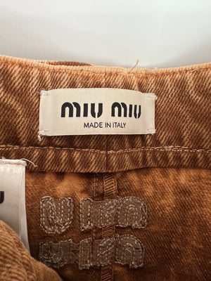 Miu Miu Brown Micro Skirt with Pockets and Logo Details Size IT 40 (UK 8) RRP £890