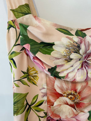 Dolce Gabbana Pink Silk Floral Print Top and Midi Skirt Set Size IT 40 (UK 8)