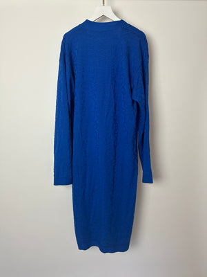 Hermès Electric Blue Silk & Cotton Long Cardigan with Chaine D'Ancre Buttons Size FR 36 (UK 8)