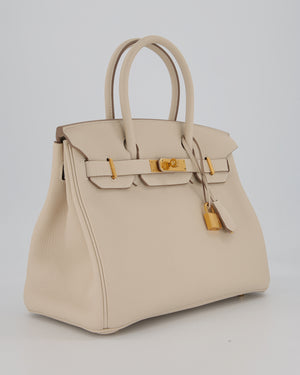 *RARE* Hermès Birkin 30 Retourne Bag in Craie Togo Leather with Gold Hardware