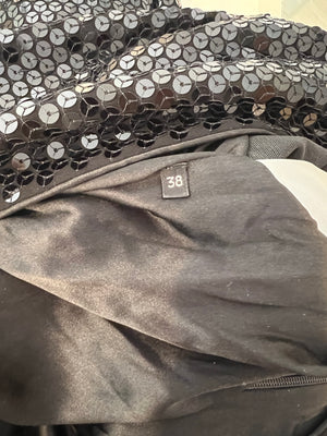 Tom Ford Black Sequin Embellished Mini Dress with Cut Outs and Draped Belt Detail Size IT 38 (UK 6)