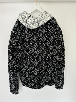 Louis Vuitton x NBA Mens Strategic Flowers Black and White Quilted Hoodie Size XXL (UK 46)