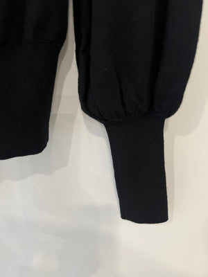Zimmermann Black Wool Jumper with Balloon Sleeves and Bow Detail Size 0 (UK 8)