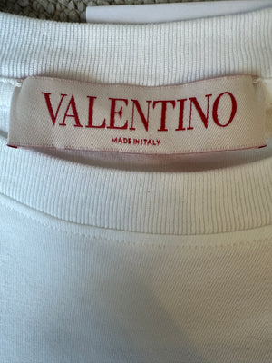 Valentino White VLTN Logo Print Cotton T-Shirt Size S (UK 8)